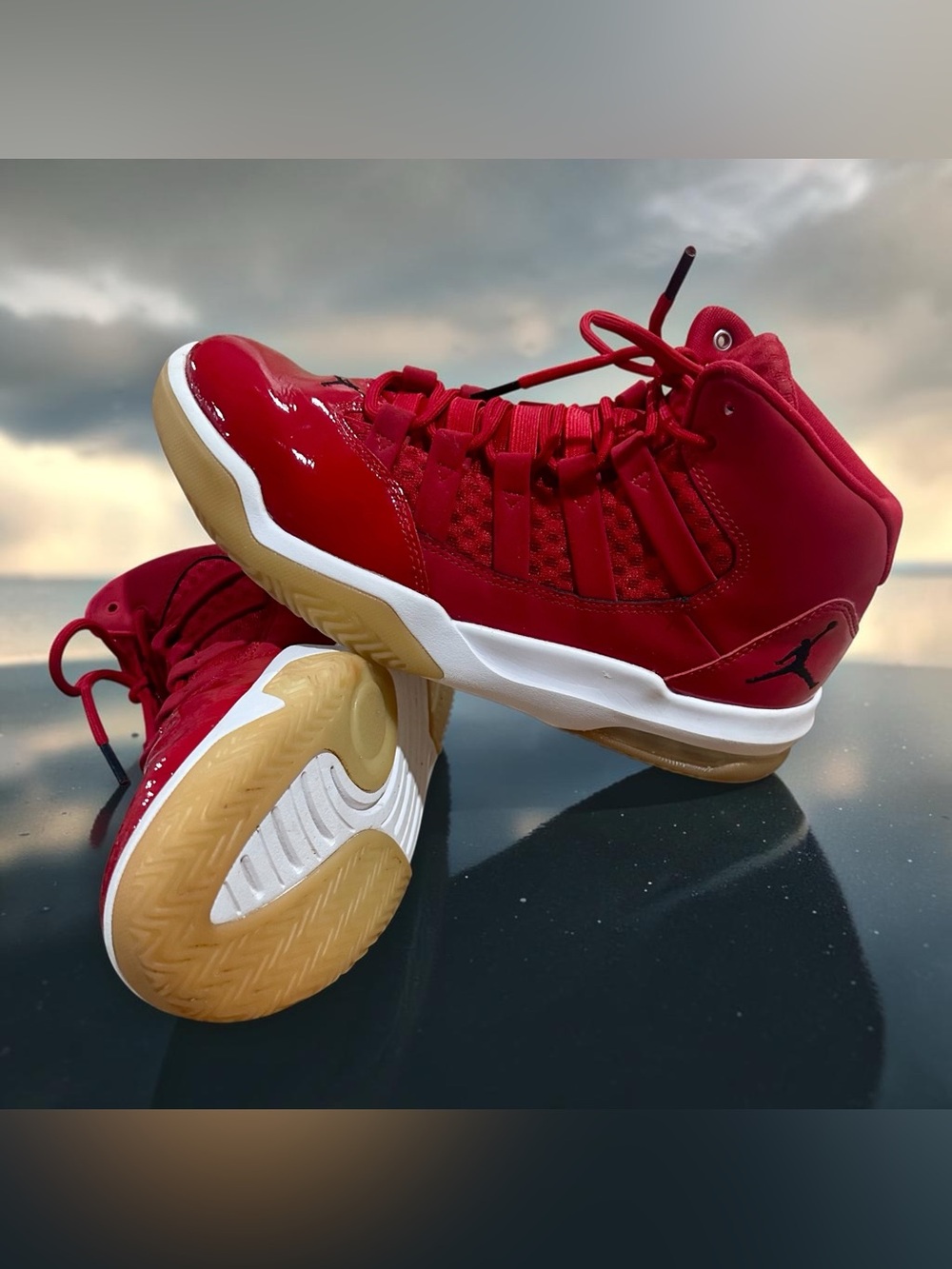Jordan Men’s Red Patent Leather Basketball Sneakers